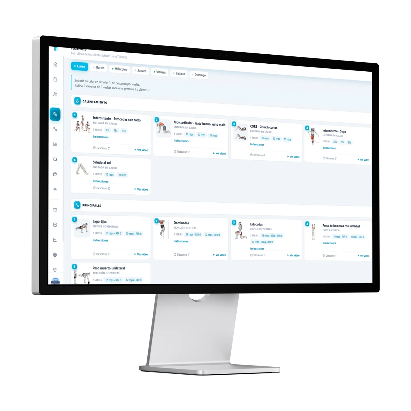 SOMA Pro — panel de rutinas en la web