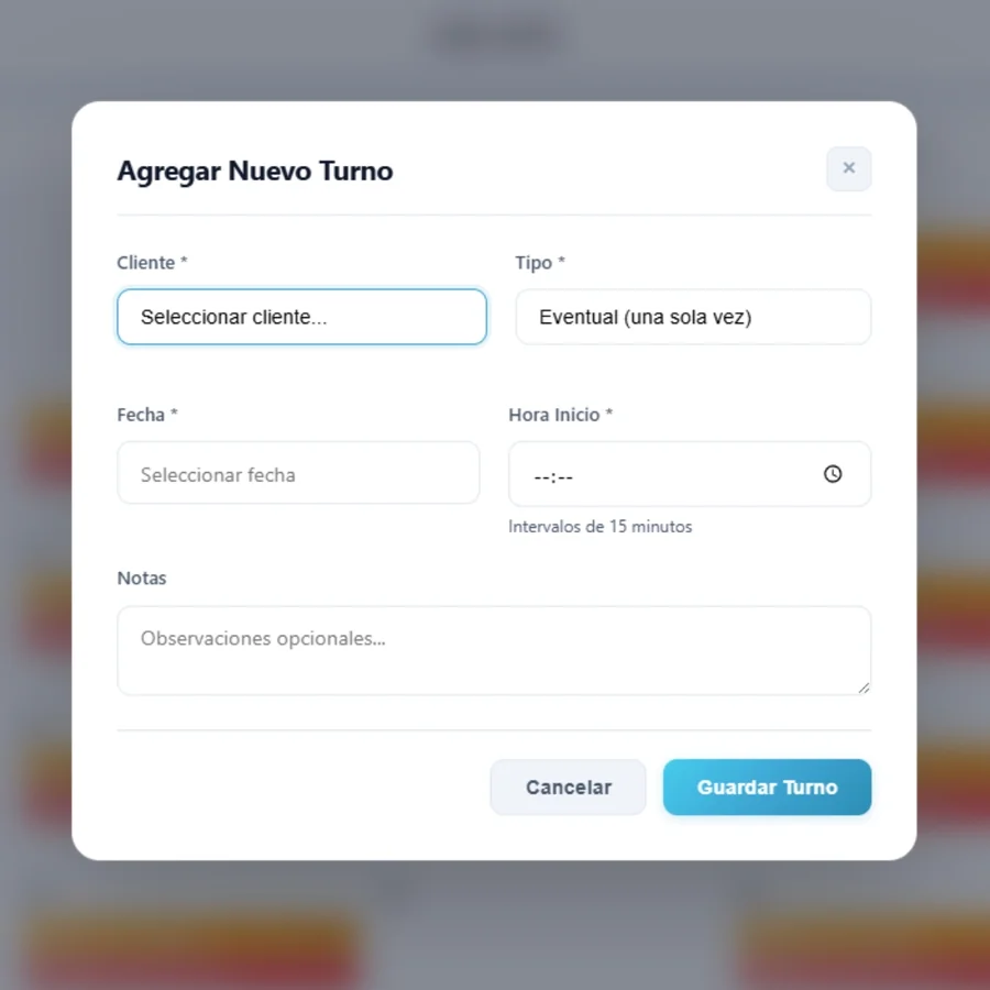 Modal de nuevo turno