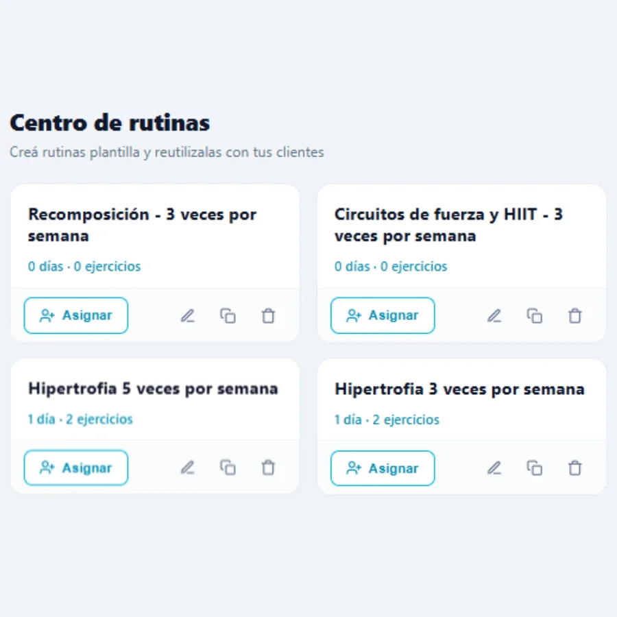 Biblioteca de rutinas plantilla del Centro de rutinas