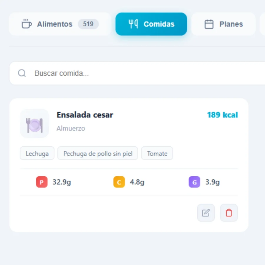 Sección de comidas